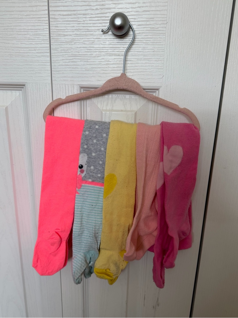 H&M Girls Bright Pink, Yellow, Gray & Light Blue Tights Pack